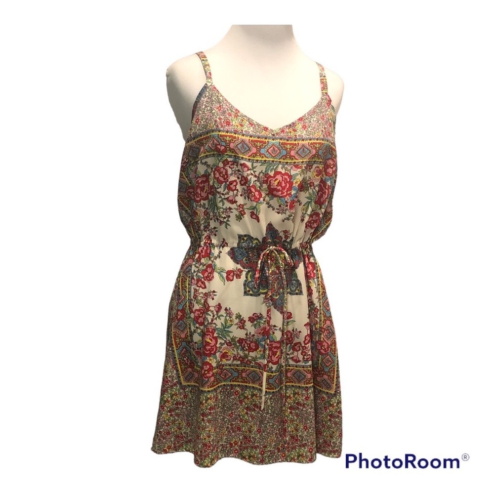 GLAM Bohemian multicolor Floral razor back tank slip dress - Size Medium